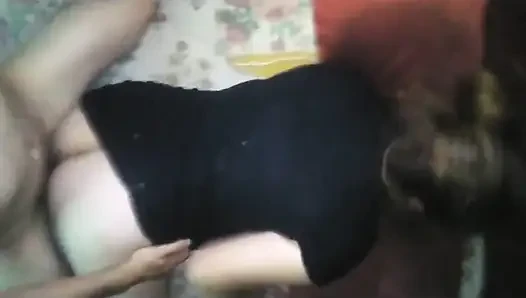 While Recording with the Cell Phone I Took Her From the Side with Her Black Dress Raised