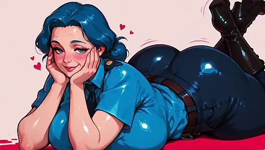 Blue Hair Ai Fanart Police Officer