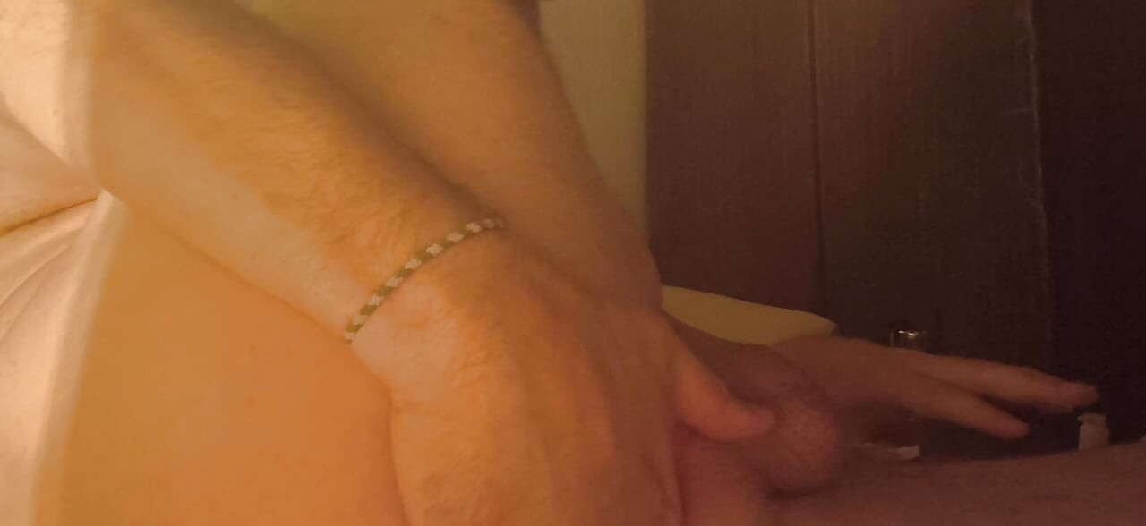Grandpa stimulates his anus with his fingers and his special prostate dildo and it makes him wet