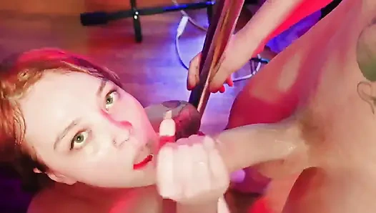 Slut Wife Sucking Two Cocks Nearly Loses an Eye