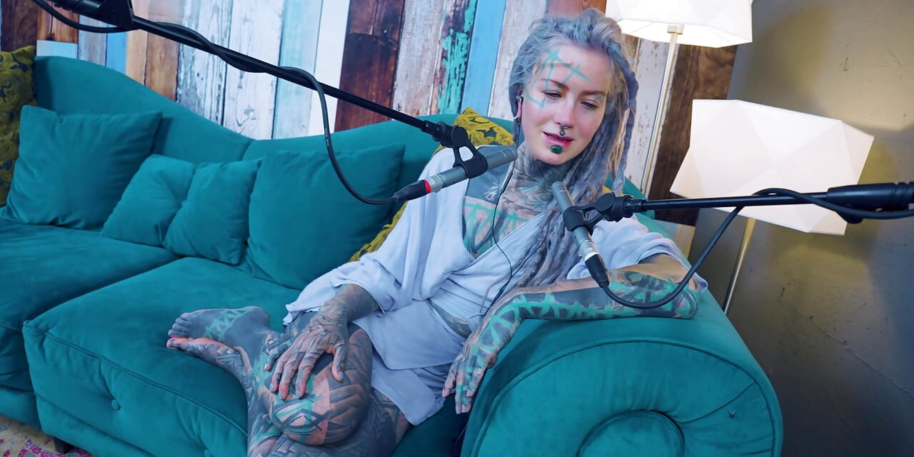 I talk about Y - YOU - ASMR podcast SFW talking goth skinny girl dreadlocks tattoo model inked girl