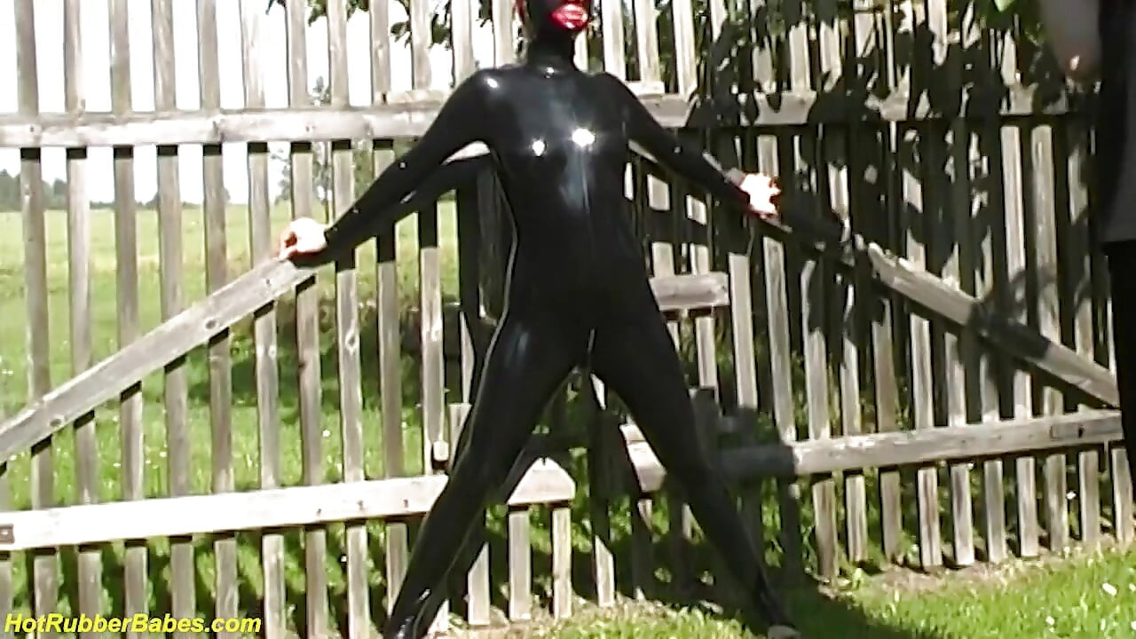 Young flexi latex teen stretching outdoor