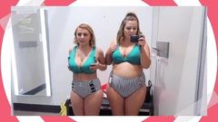 Hannah Witton & friend massive cleaving trying on swimsuits