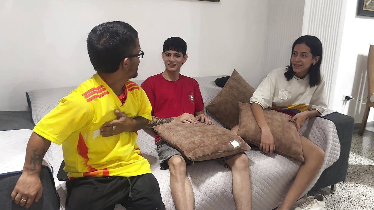 My best friend sad with jealousy while I fucked his horny wife hard after losing the bet on the Colombia - Portugal match