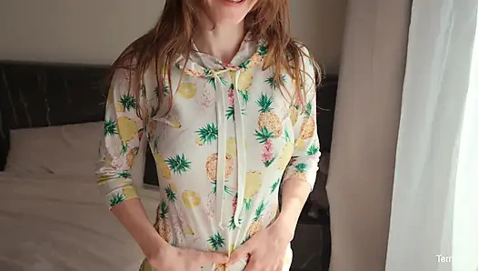 A model with a gorgeous ass and luscious tits overexcited a subscriber, and he destroyed her pussy. He came twice