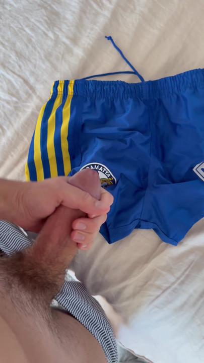 cumming on my footy shorts