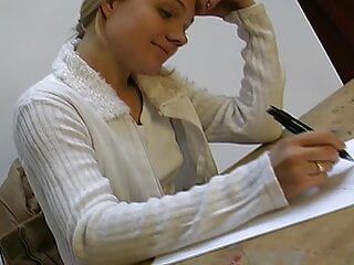 Perky titted German schoolgirl showing off her masturbation skills