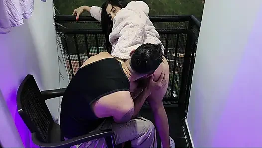 Hardcore sex on the balcony while neighbors watch us
