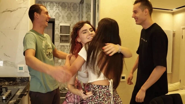 Real swingers swap partners and fuck on the same bed