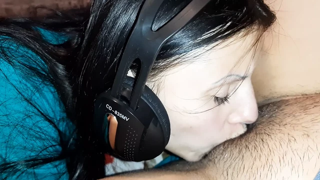 My girlfriend licked pussy with music in her ears - Lesbian-illusion