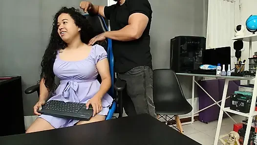 He gets hot in my office, very slutty
