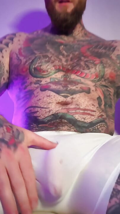 Tattooed Dom Sweaty Cumshot Alpha Video POV