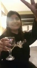 Man shooing her big boobs