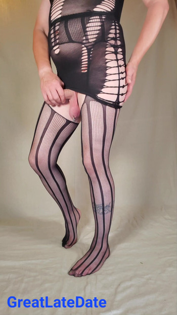 Captivating moment from "Sissy Bottom in Stockings and dress for a big cock"