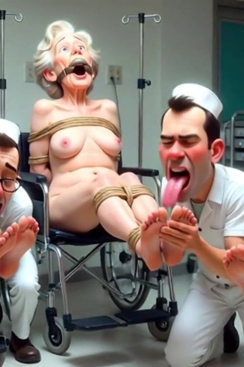 Pathetic Men Licking Wrinkled Feet of Elderly Women
