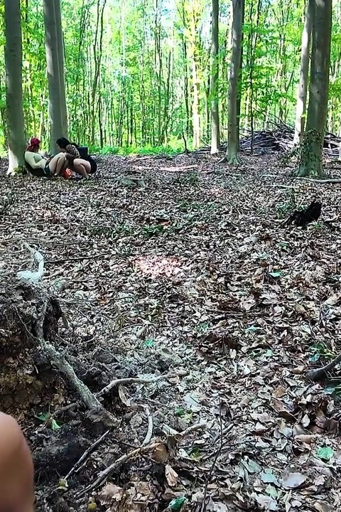 A Voyeur in the Forest Fucks 2 Bitches
