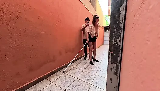 Freeze time magic clap with a blind girl in the alley