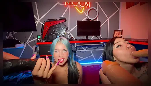 Pov orgy with BBC dildos and two very horny lesbians - SweetKimmi