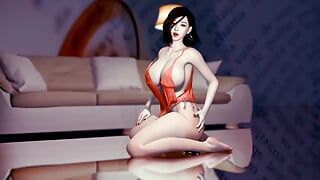 Schoonheid vrouw met grote borsten solo met dildo - Hentai 3D ongecensureerd V337