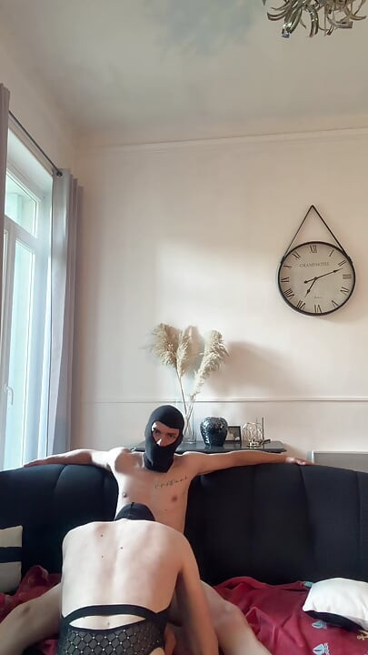 An XXL stallion and his submissive in sexy outfit
