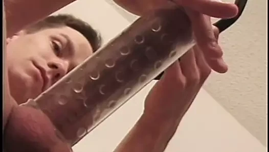Sexy white boys with hard young bodies use cock pumps to get huge members