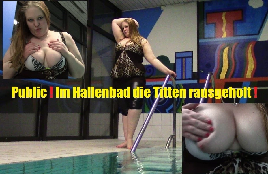 BBW sort ses seins dans la piscine