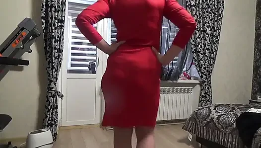 En seksi kıyafetim n4 senin için seksi kırmızı elbise modelliği