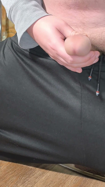 Intense Kneeling Handjob Clothes Thrown Everywhere