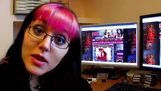 Gadis seksi dengan stoking merah dan rambut berwarna dientot pantatnya