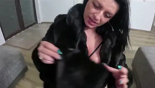 Slutty Mature Deepthroat & Cum Play on My Black Coat