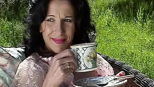 German dolls having hardcore anal outdoor threesome