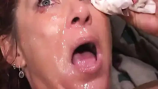 Horny slut has Interracial gang bang in the bedroom