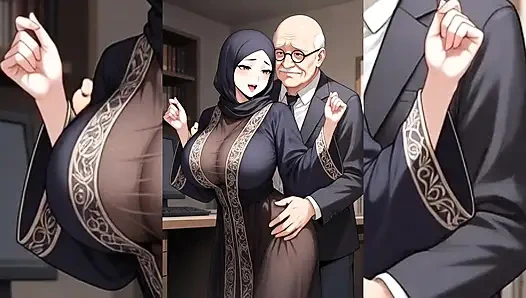 Tesettürlü Müslüman kızlar çirkin şişman edepsiz yaşlı erkekler tarafından aşağılanıyor ve perişan ediliyor - sıkılıyor, öpülüyor, sert sikiliyor bölüm 2