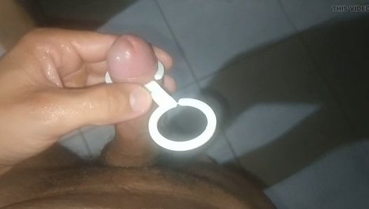 Young boy playing with his cock that remains hard even after cumming.