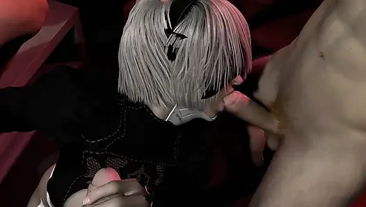 Yorha 2B в гэнгбэнге с двойным проникновением - пародия Neir Automata