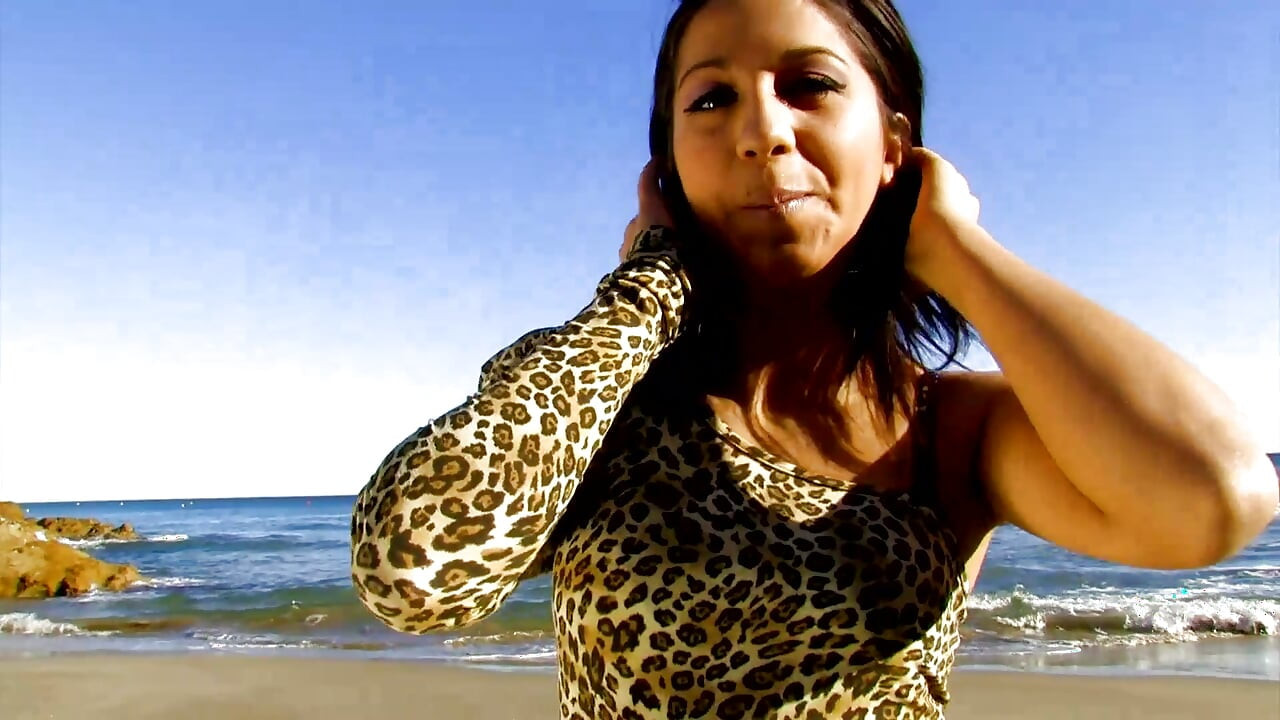He brings a cute brunette to the beach for a walk and he ends up banging her