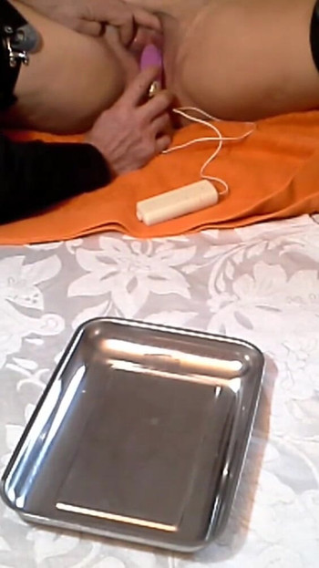 Captivating moment from "Electric shock on the clitoris and wedge in the ass"