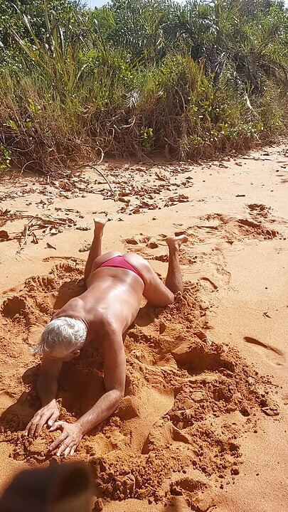 Ladysilva on the beach very sexy in red panties