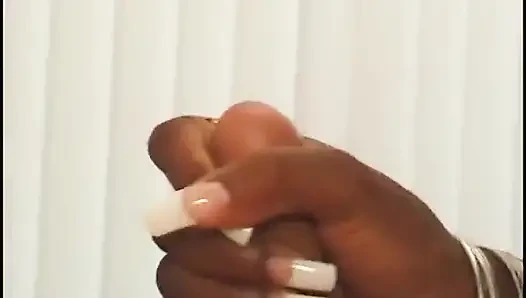 Hot black nurse in stockings gets pounded and creamed by a white dude in bed