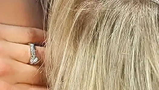 Flexible Blonde with Big Tits Licks Her Own Pussy