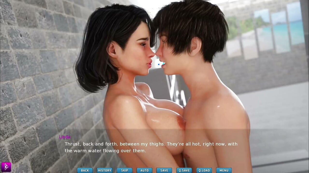 Lady with big boobs and big ass fucks big cock in shower  - gameplay