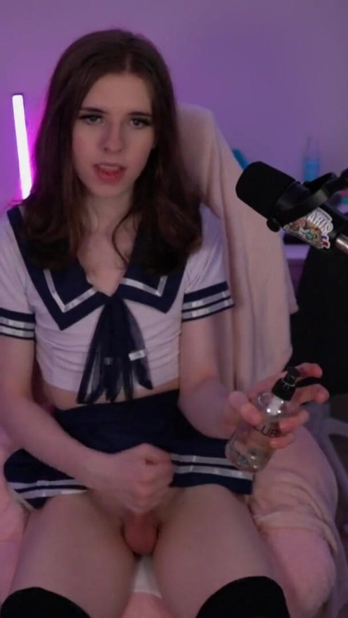 Cute femboy sailor jerks off | Clip 1