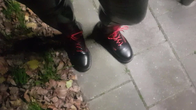 Me walking in tight PVC leggings & Dr. Martens again