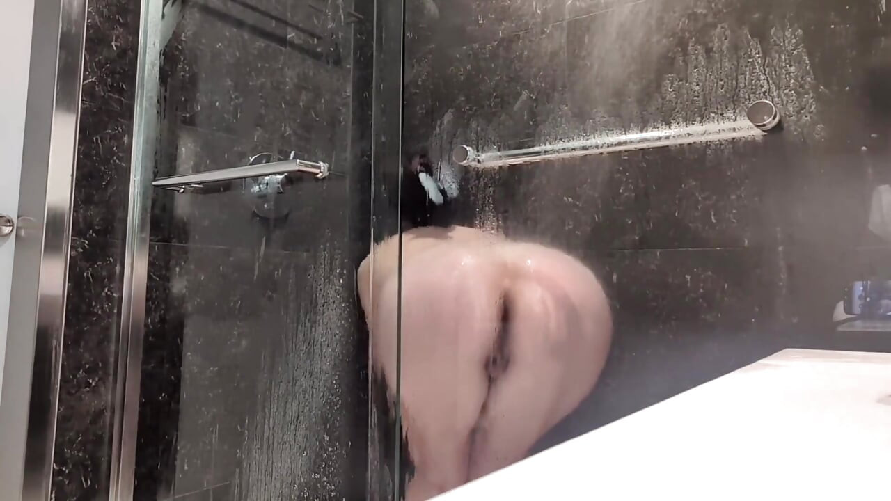 Skinny Petite Slut Masturbates in Shower After Stripping