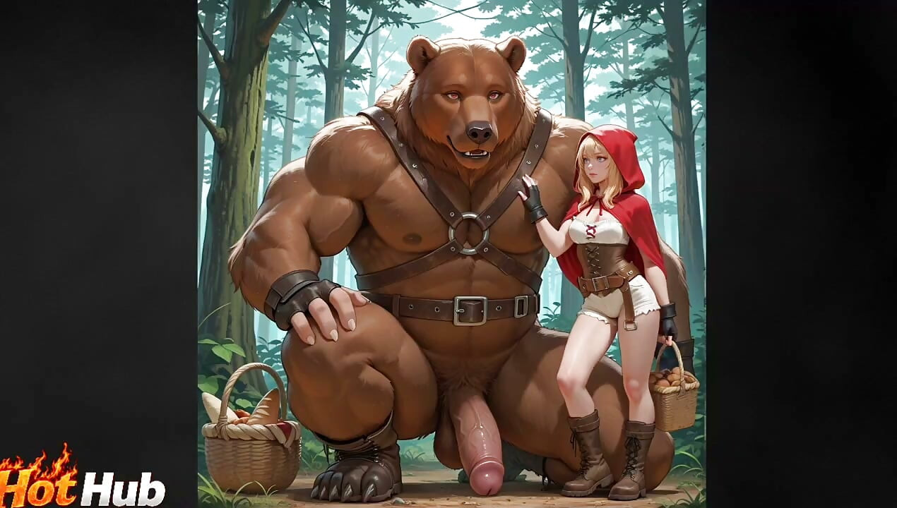 Rapazinha e o urso grande a foder na selva em estilo doggy, vídeo pornô de IA