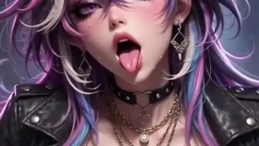 Animasi rock glam alternatif pin-up menggoda payudara besar penurut strip seks virtual bicara kotor