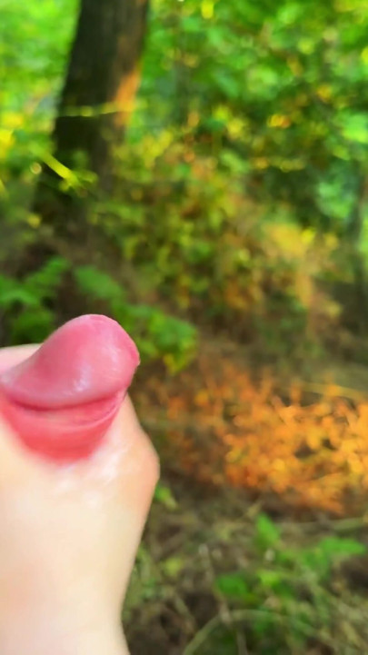 A Walk in the Woods with Friend ended with Fast Handjob and Huge Cumshot | Clip 1