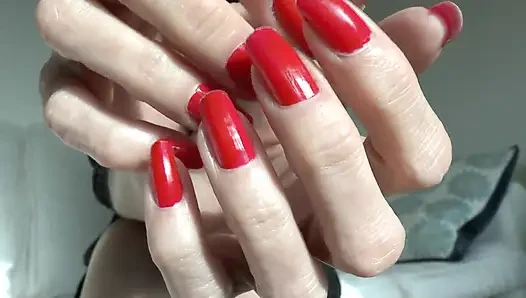 Slave Marking with Pen, Beautiful Red Fingernails, Lady Victoria Valente