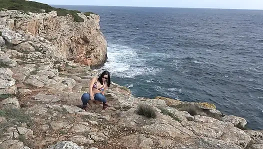 Babe masturbates in the car then sucks and rides a massive cock