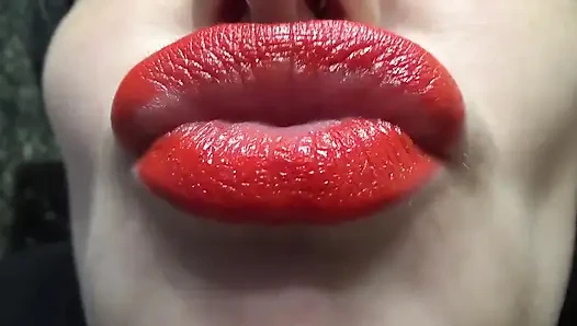 Küss mich, baby! Roter lippenstift und große sexy lippen, fetisch